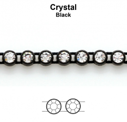 Swarovski Crystal Rhinestone Chain 9ss In Black Plastic Banding
